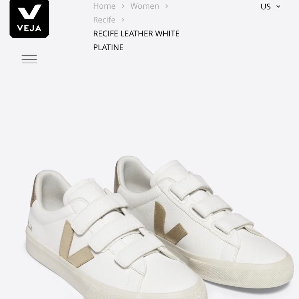 Women's Veja Recife White Platine Sneaker Sz 8 US 39 EU